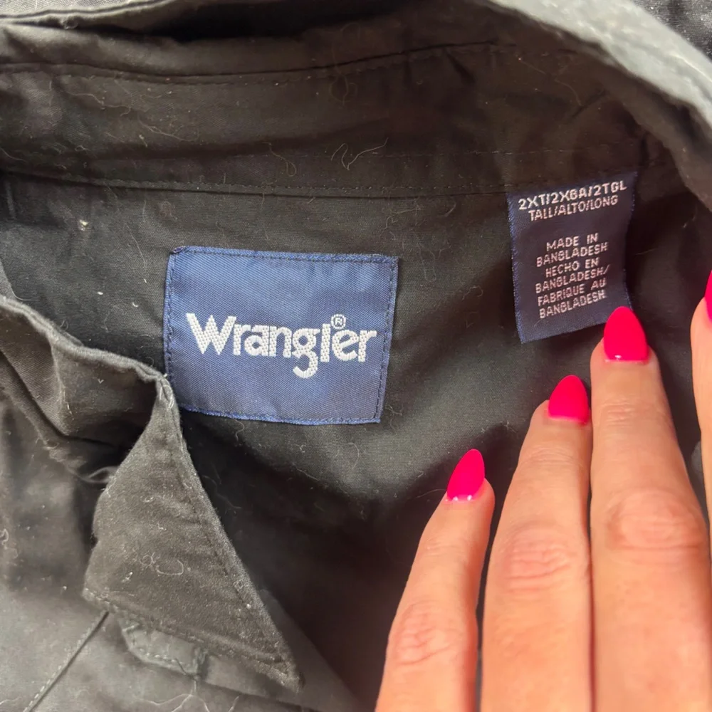 WRANGLER Men’s Black Western Long Sleeve Snap Button Up Shirt size: 2XL Tall - Picture 7 of 8